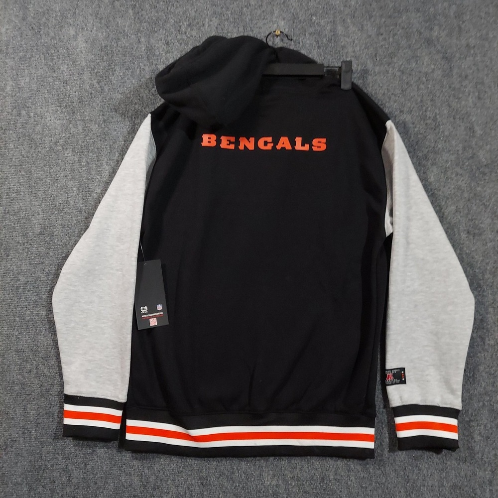 Cincinnati Bengals Hoodie Mens Medium Black Full Zip Ultra Game NFL Sweatshirt - Picture 2 of 10